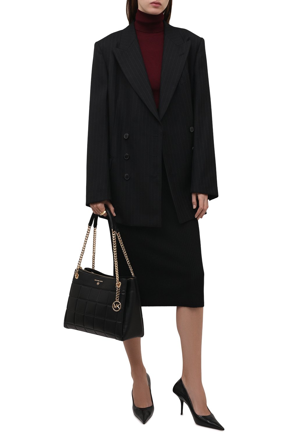 Шерстяная юбка MICHAEL MICHAEL KORS черного цвета по цене 23650 руб., арт. MF1703N4VR, фото 2 Шерстяная юбка MICHAEL MICHAEL KORS, арт. MF1703N4VR, фото 2