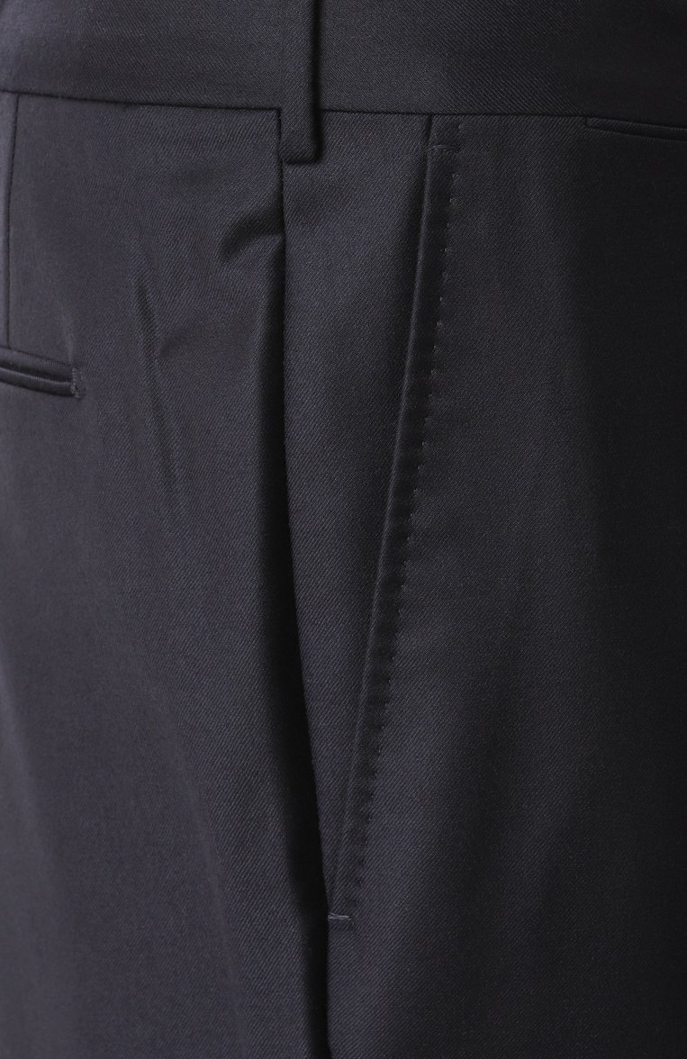 Мужские шерстяные брюки ZEGNA темно-синего цвета, арт. 75TB12/C22685 | Фото 6 (Материал сплава: Проставлено; Длина (брюки, джинсы): Стандартные; Драгоценные камни: Проставлено; Материал внешний: Шерсть; Случай: Формальный; Стили: Классический)
