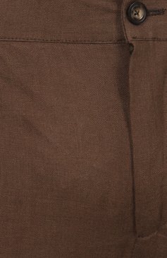 Мужские льняные брюки KITON коричневого цвета, арт. UPN01H0928616 | Фото 6 (Длина (брюки, джинсы): Стандартные; Материал внешний: Лен; Силуэт М (брюки): Чиносы; Случай: Повседневный; Стили: Кэжуэл; Автоматизация ТО: Проставлено; Автоматизация состава: Проставлено)