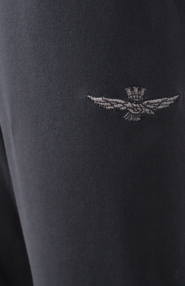 Мужские хлопковые джоггеры AERONAUTICA MILITARE черного цвета, арт. 241/PF872F439 | Фото 6 (Длина (брюки, джинсы): Стандартные; Материал внешний: Хлопок; Силуэт М (брюки): Джоггеры; Стили: Кэжуэл)