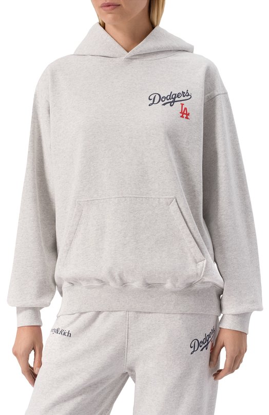 Хлопковое худи Sporty & Rich x LA Dodgers Sporty and Rich ST070627666GY03 Серый  ST070627666GY03 Фото 3