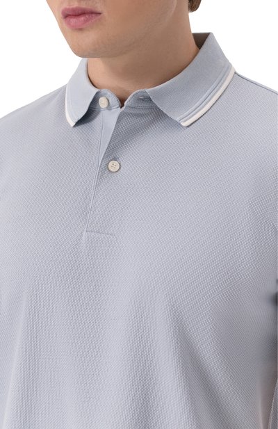 Хлопковое поло BOSS светло-голубого цвета по цене 17950 руб., арт. 50527650, фото 5 Хлопковое поло BOSS, арт. 50527650, фото 5