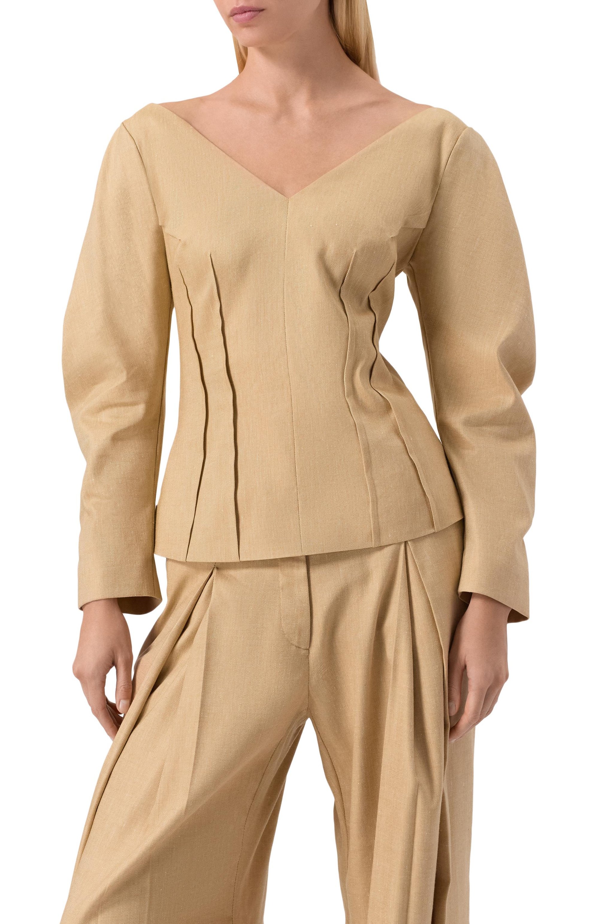 Блузка изо льна и вискозы LEFFERS бежевого цвета по цене 74790 руб., арт. 8.52.75.12.04, фото 3 Блузка изо льна и вискозы LEFFERS, арт. 8.52.75.12.04, фото 3