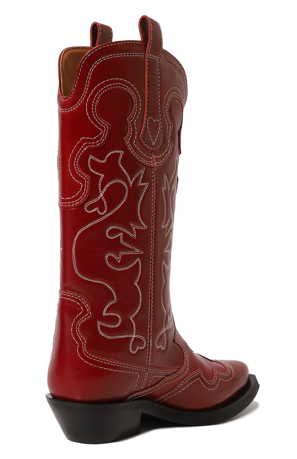 Кожаные казаки GANNI красного цвета по цене 79500 руб., арт. S1861, фото 3 Кожаные казаки GANNI, арт. S1861, фото 3