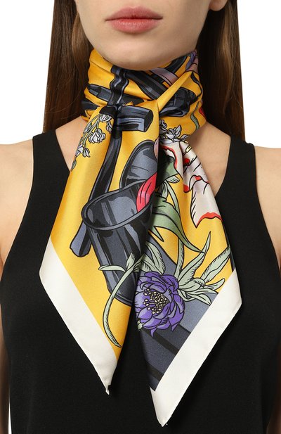 Шелковый платок color code RADICAL CHIC разноцветного цвета по цене 19760 руб., арт. 672281.07.02, фото 2 Шелковый платок color code RADICAL CHIC, арт. 672281.07.02, фото 2