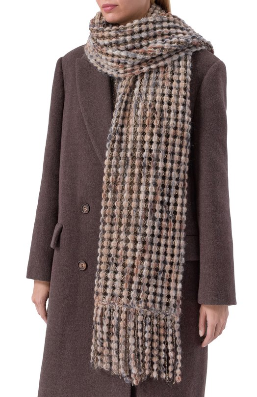 Шарф Balloon Net Embroidery Brunello Cucinelli MGSR24389 Бежевый  MGSR24389 Фото 2