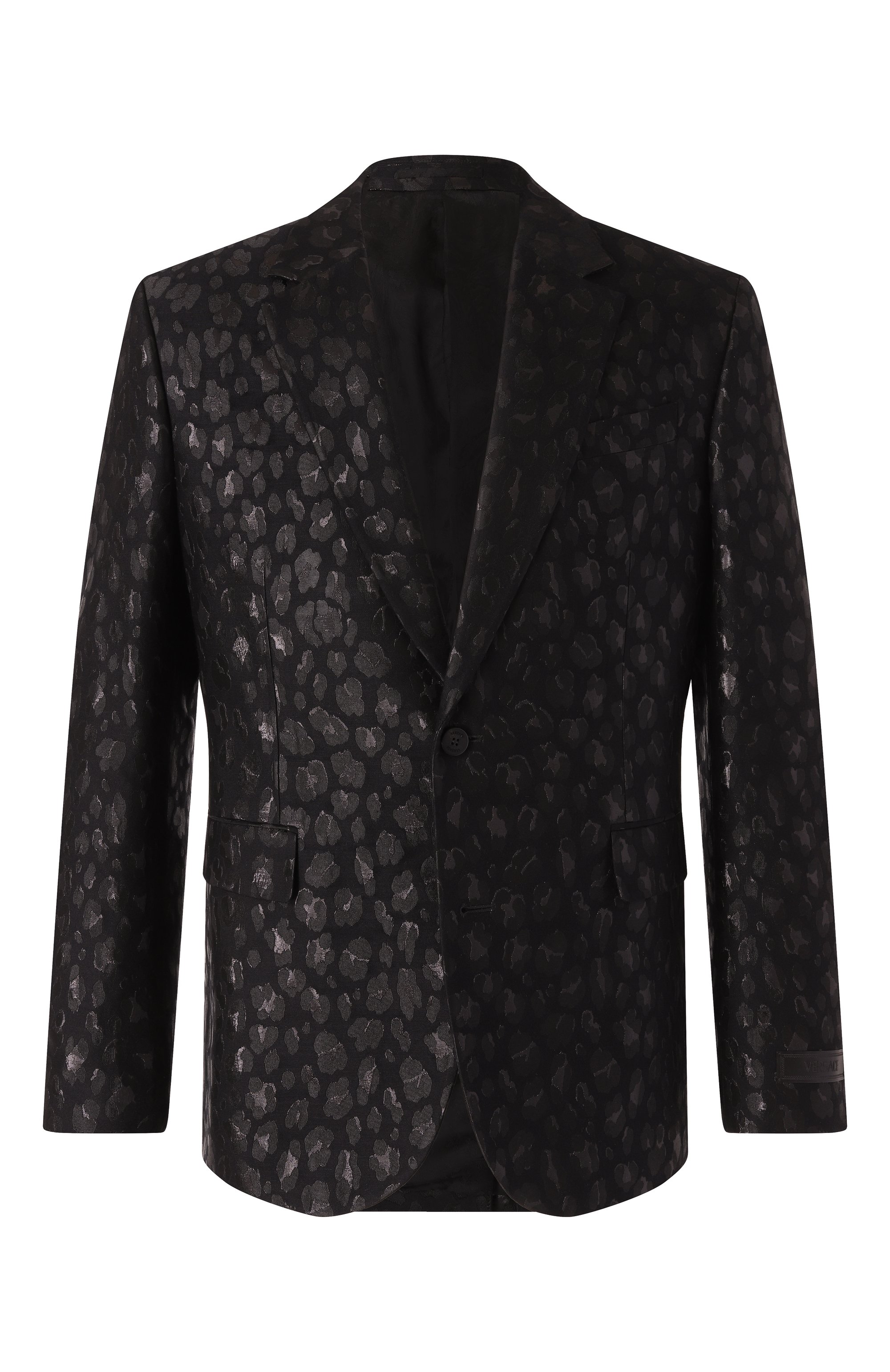 Жаккардовый пиджак VERSACE черного цвета по цене 259000 руб., арт. 1016651/1A12363, фото 1 Жаккардовый пиджак VERSACE, арт. 1016651/1A12363, фото 1