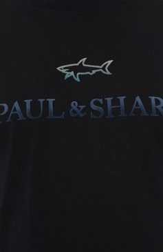 Мужская хлопковая футболка PAUL&SHARK темно-синего цвета, арт. 14311604/6XL | Фото 5 (Рукава: Короткие; Драгоценные камни: Проставлено; Длина (для топов): Удлиненные; Материал внешний: Хлопок; Материал сплава: Проставлено; Принт: С принтом; Стили: Кэжуэл)