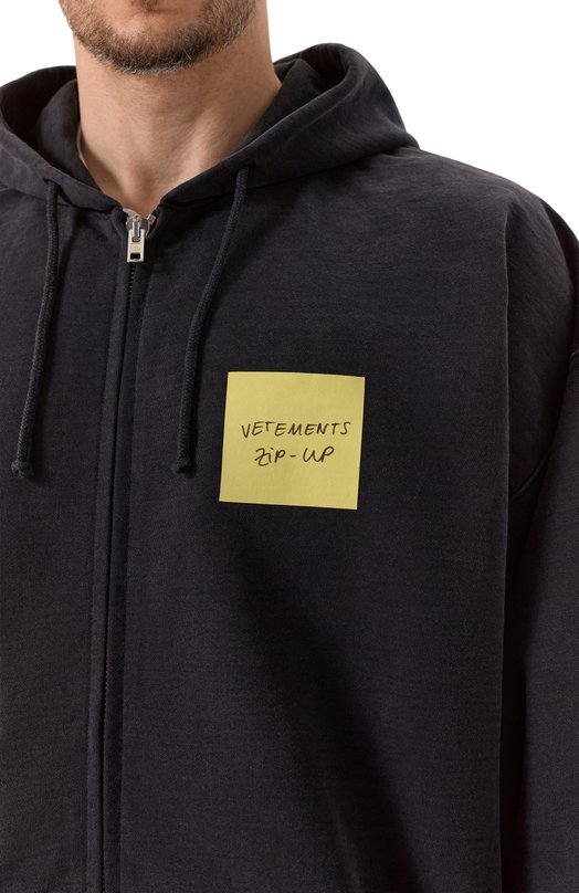 Хлопковая толстовка VETEMENTS UA65HD210B/1302 M0LLET0N Серый  UA65HD210B/1302 M0LLET0N Фото 5