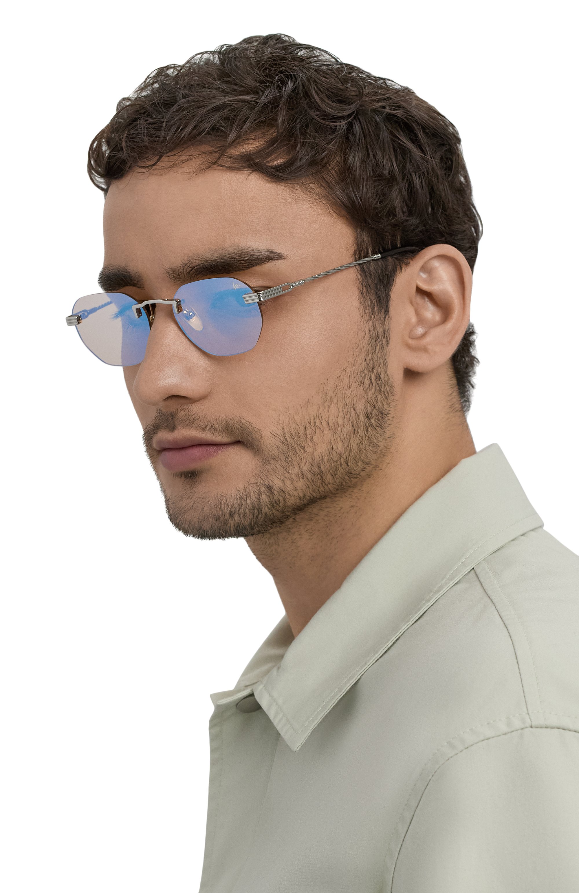 Солнцезащитные очки VINTAGE FRAMES, арт. DETR0IT PLAYER 24KT WHITE G0LD/BLUE PEACH, фото 2