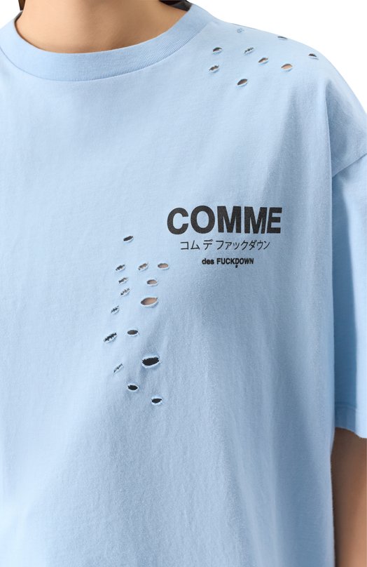 Хлопковая футболка Comme des Fuckdown CFABW01310 Голубой  CFABW01310 Фото 5