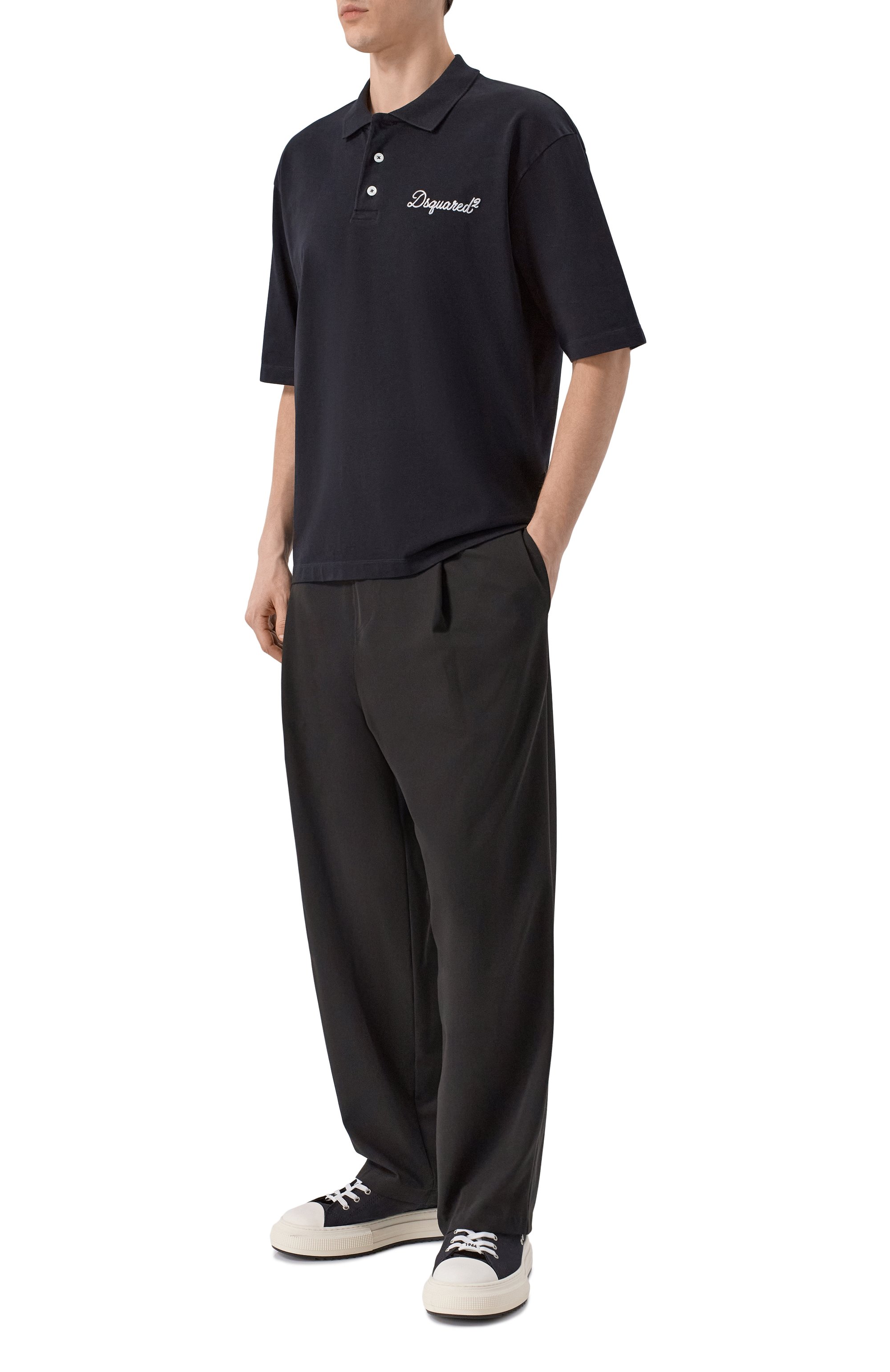 Хлопковое поло DSQUARED2 черного цвета по цене 41450 руб., арт. S74GL0100/D20106, фото 2 Хлопковое поло DSQUARED2, арт. S74GL0100/D20106, фото 2
