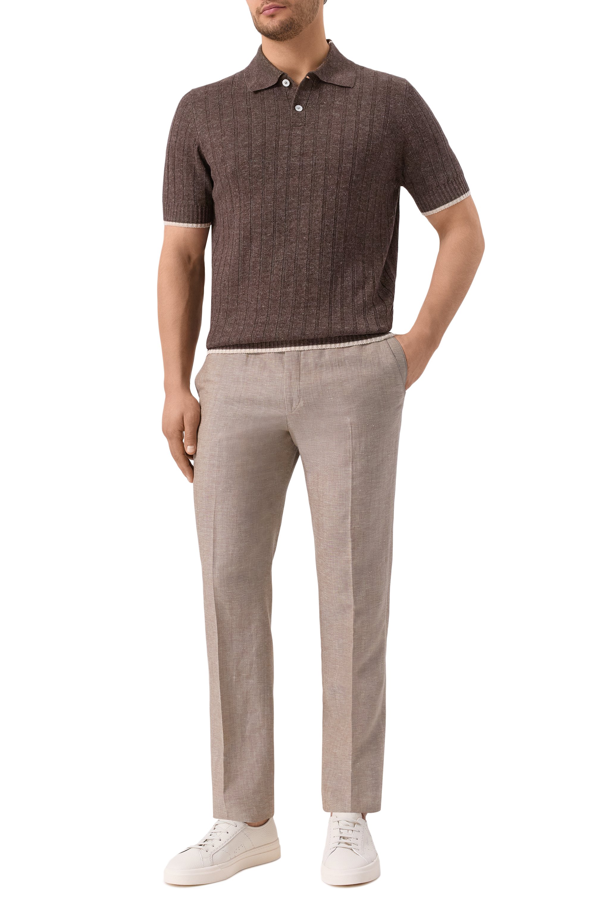 Поло изо льна и хлопка BRUNELLO CUCINELLI, арт. M2L707605, фото 2