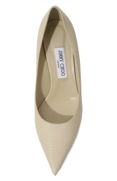 Женские кожаные туфли love 65 JIMMY CHOO кремвого цвета, арт. L0VE 65/CWN | Фото 6 (Материал внутренний: Натуральная кожа; Драго�ценные камни: Проставлено; Подошва: Плоская; Материал сплава: Проставлено; Каблук высота: Средний; Материал внешний: Натуральная кожа; Каблук тип: Шпилька)