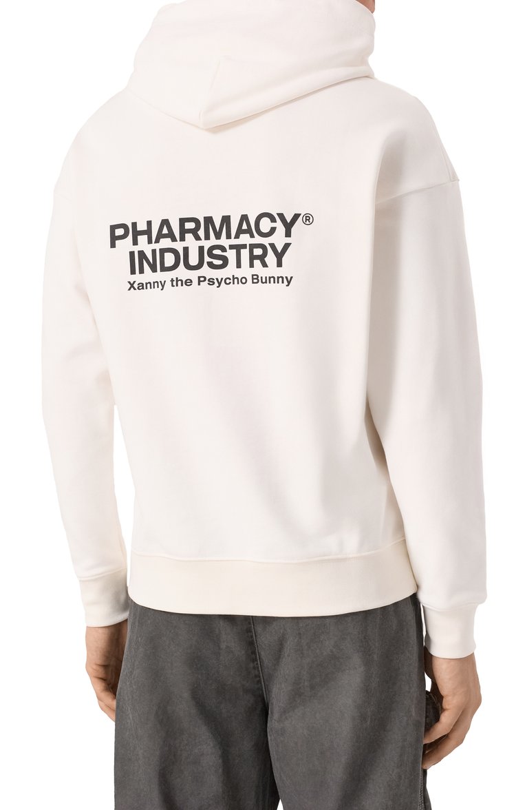 Мужской хлопковое худи PHARMACY INDUSTRY белого цвета, арт. PHABM00180 | Фото 4 (Материал внешний: Хлопок, Синтетический материал; Рукава: Длинные; Длина (для топов): Стандартные; Принт: С принтом; Стили: Гранж; Мужское Кросс-КТ: Худи-одежда)