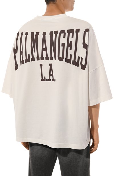 Хлопковая футболка PALM ANGELS, арт. PMAA097F24JER004, фото 4