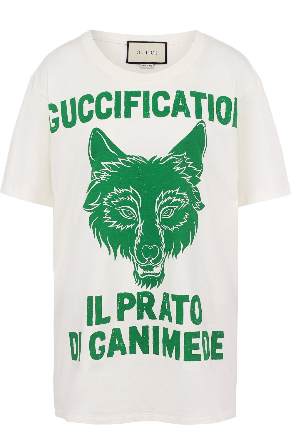 Хлопковая футболка свободного кроя с принтом GUCCI, арт. 492347/X3L33, фото 1