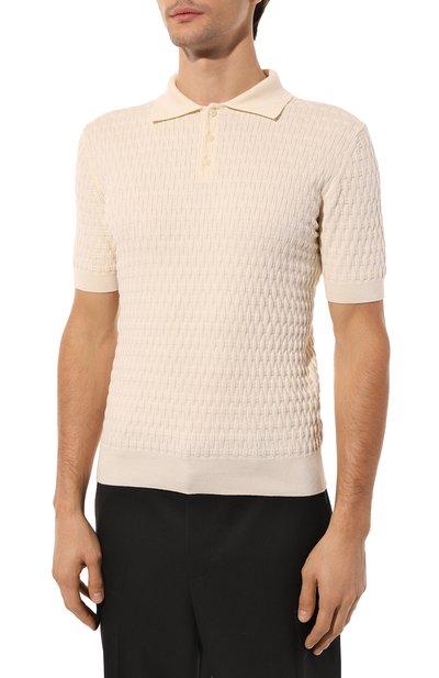 Поло из хлопка и шерсти TRUSSARDI кремового цвета по цене 16600 руб., арт. 52M00725-0F000819, фото 3 Поло из хлопка и шерсти TRUSSARDI, арт. 52M00725-0F000819, фото 3