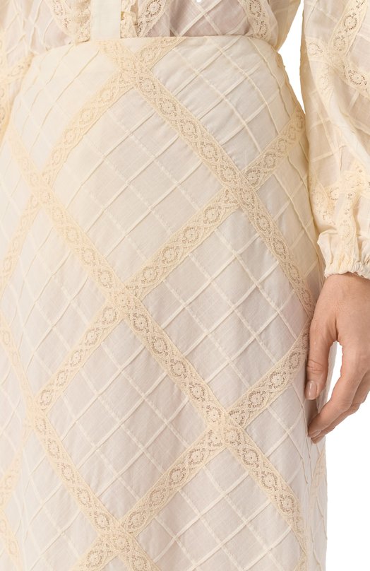 Хлопковая юбка Zimmermann 0736SRS253 Кремовый  0736SRS253 Фото 5