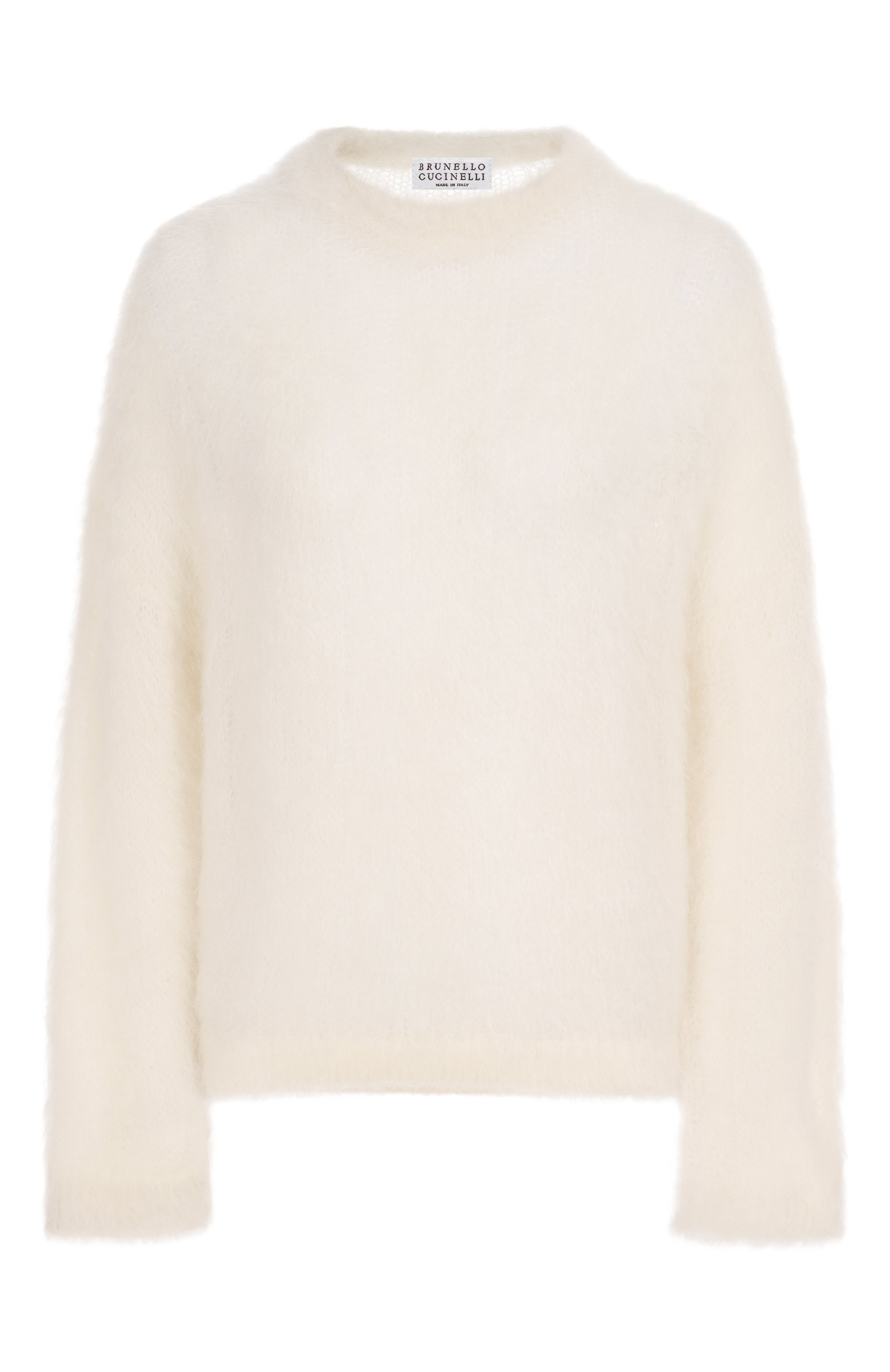 Свитер из шерсти и шелка BRUNELLO CUCINELLI кремового цвета по цене 224000 руб., арт. MLD346100, фото 1 Свитер из шерсти и шелка BRUNELLO CUCINELLI, арт. MLD346100, фото 1