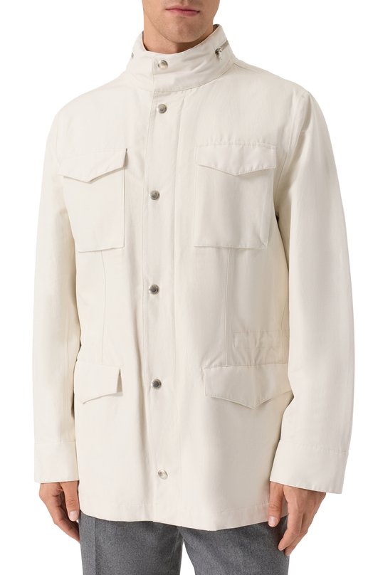Куртка изо льна и шелка Brunello Cucinelli MB4086113 Белый  MB4086113 Фото 3