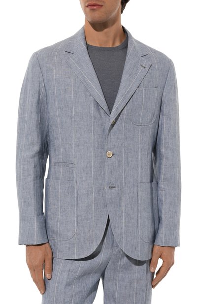 Льняной костюм BRUNELLO CUCINELLI синего цвета по цене 432000 руб., арт. MB400EDNS, фото 4 Льняной костюм BRUNELLO CUCINELLI, арт. MB400EDNS, фото 4