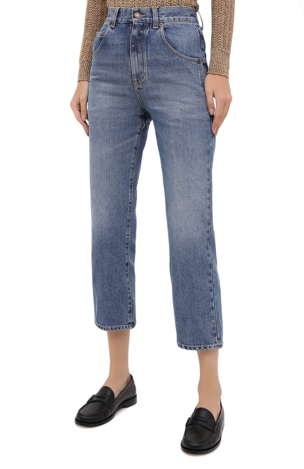 Джинсы SAINT LAURENT синего цвета по цене 89600 руб., арт. 635895/Y893V, фото 4 Джинсы SAINT LAURENT, арт. 635895/Y893V, фото 4