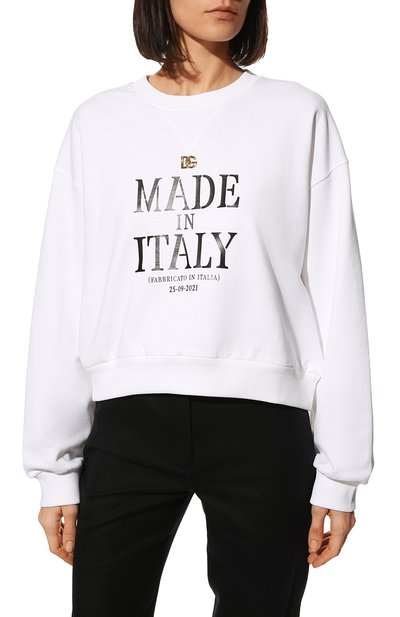 Хлопковый свитшот DOLCE & GABBANA белого цвета по цене 72750 руб., арт. F9L05Z/G7C5I, фото 3 Хлопковый свитшот DOLCE & GABBANA, арт. F9L05Z/G7C5I, фото 3