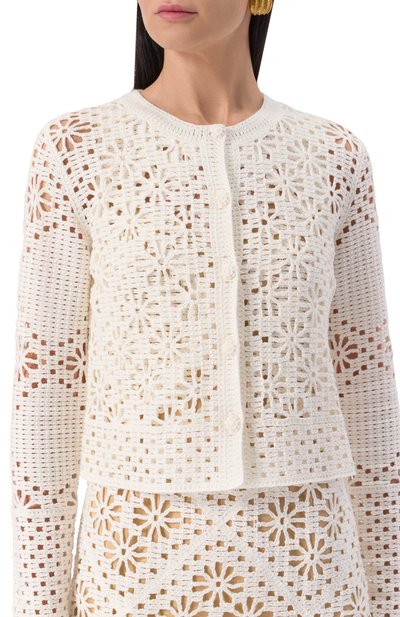 Хлопковый кардиган TWINSET молочного цвета по цене 39350 руб., арт. 251TT3200, фото 5 Хлопковый кардиган TWINSET, арт. 251TT3200, фото 5