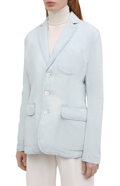 Жакет из хлопка и льна POLO RALPH LAUREN синего цвета по цене 52700 руб., арт. 211799797, фото 3 Жакет из хлопка и льна POLO RALPH LAUREN, арт. 211799797, фото 3