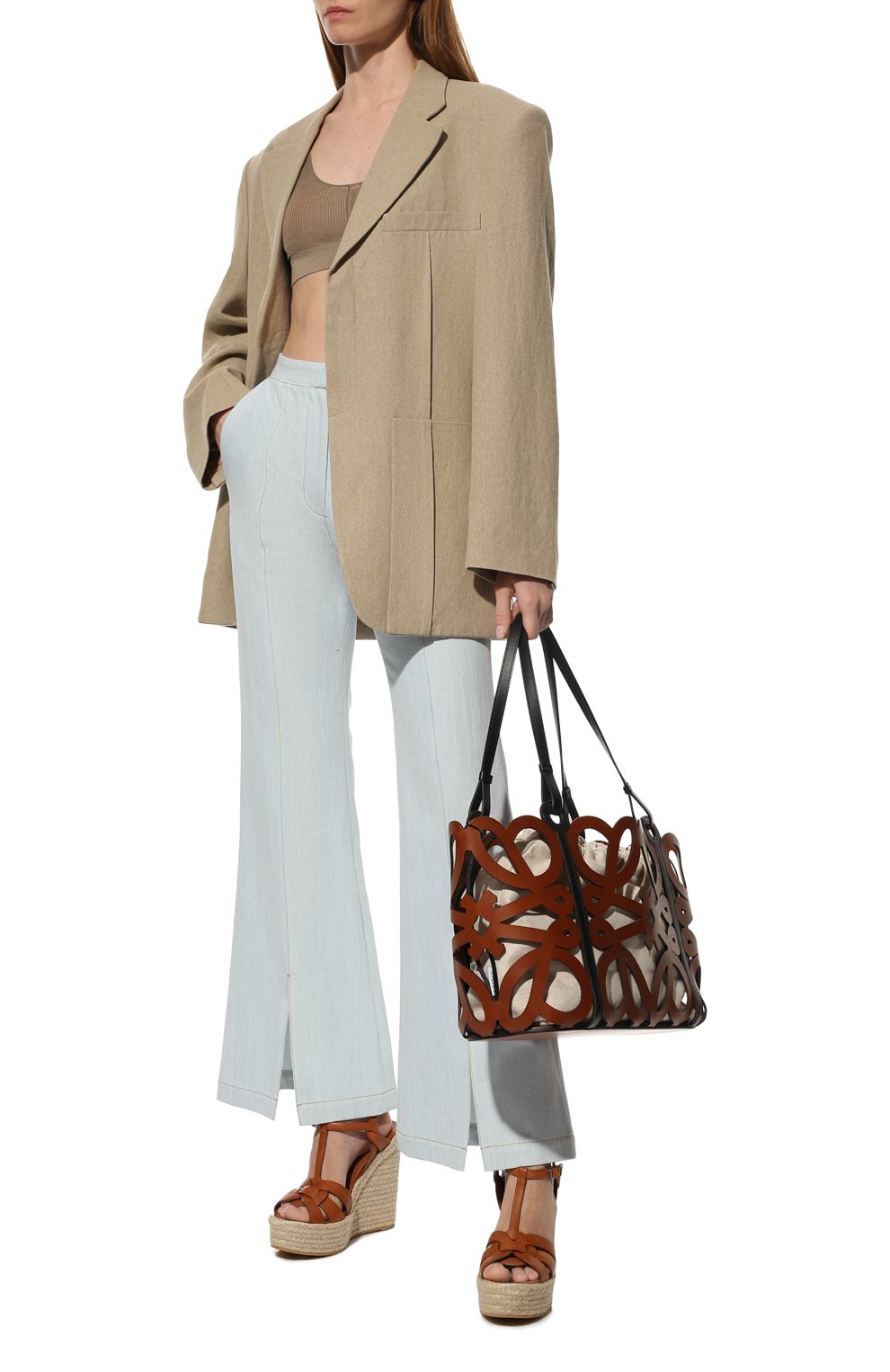 Кожаные босоножки espadrille SAINT LAURENT, арт. 611924/BDA00, фото 2