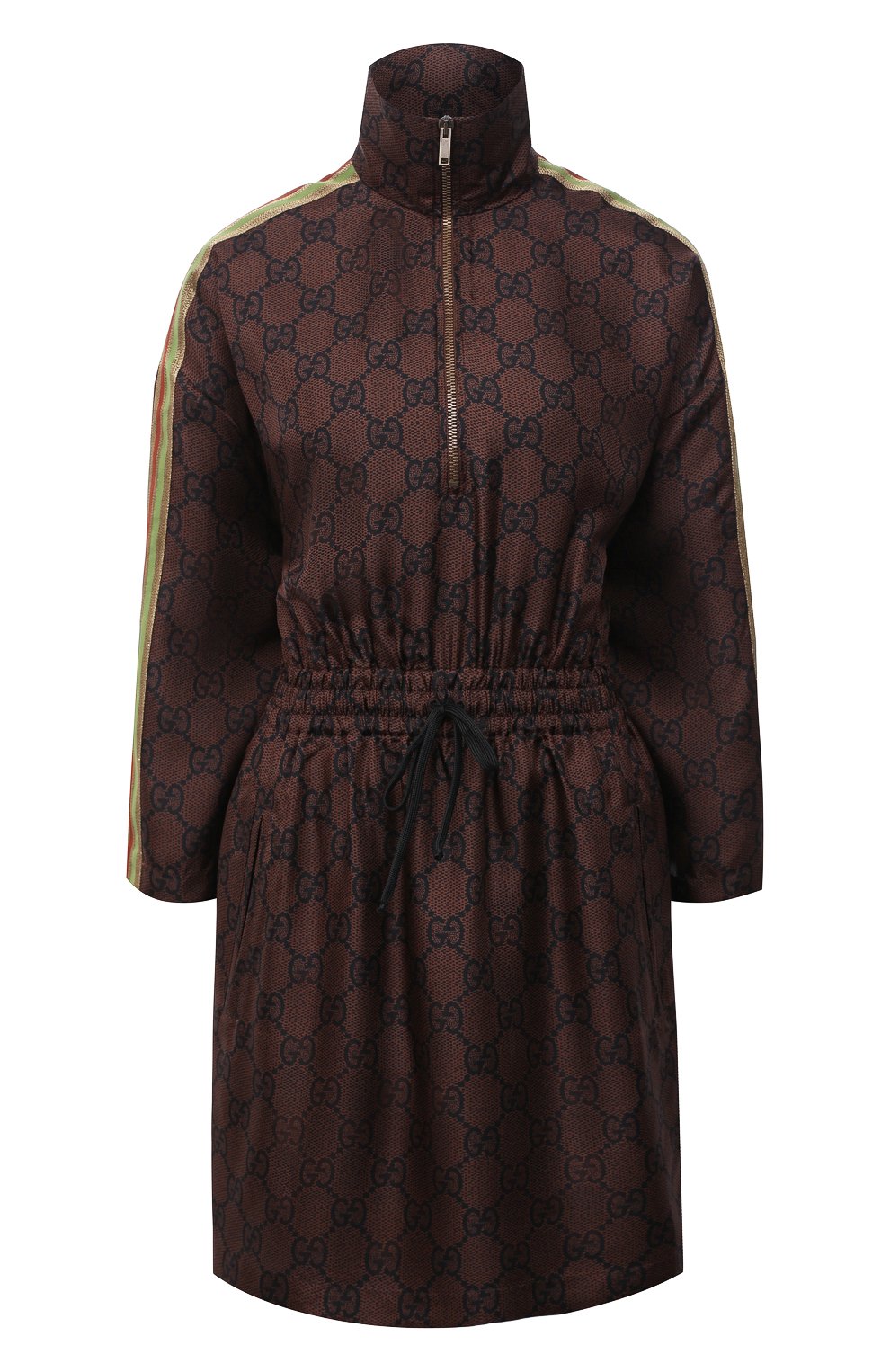 Шелковое платье GUCCI коричневого цвета по цене 244800 руб., арт. 628781/XJCL5, фото 1 Шелковое платье GUCCI, арт. 628781/XJCL5, фото 1