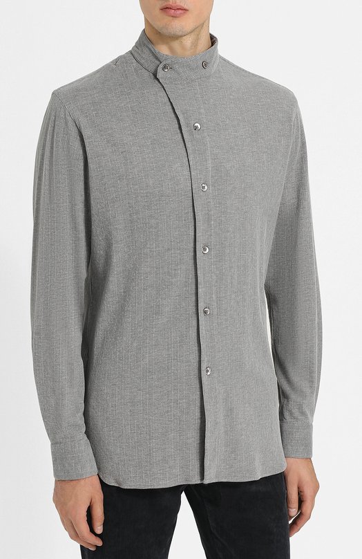 Рубашка из вискозы с воротником мандарин Giorgio Armani 8WGCCZ0D/JZ039 Серый  8WGCCZ0D/JZ039 Фото 3