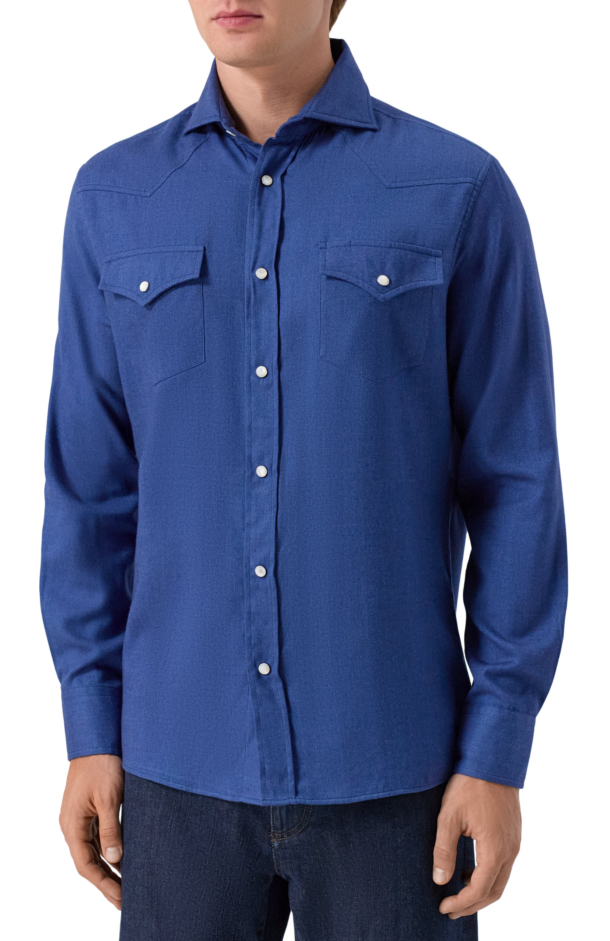 Рубашка из хлопка и лиоцелла BRUNELLO CUCINELLI, арт. MY6374008, фото 3