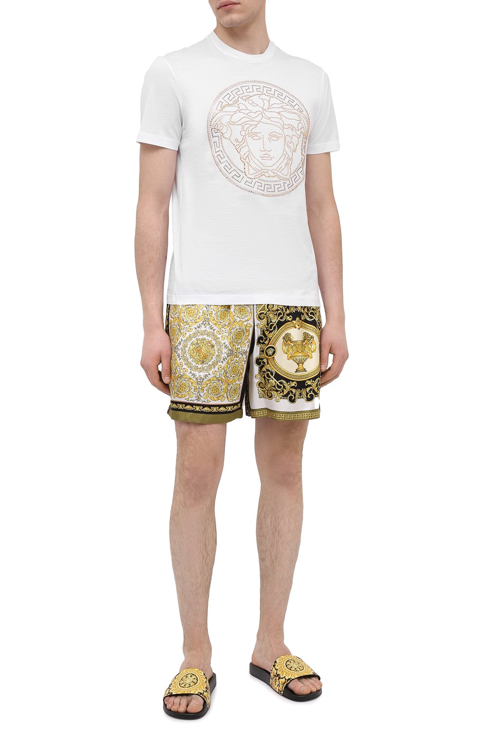 Кожаные шлепанцы VERSACE желтого цвета по цене 45000 руб., арт. DSU6210/D61VG, фото 2 Кожаные шлепанцы VERSACE, арт. DSU6210/D61VG, фото 2