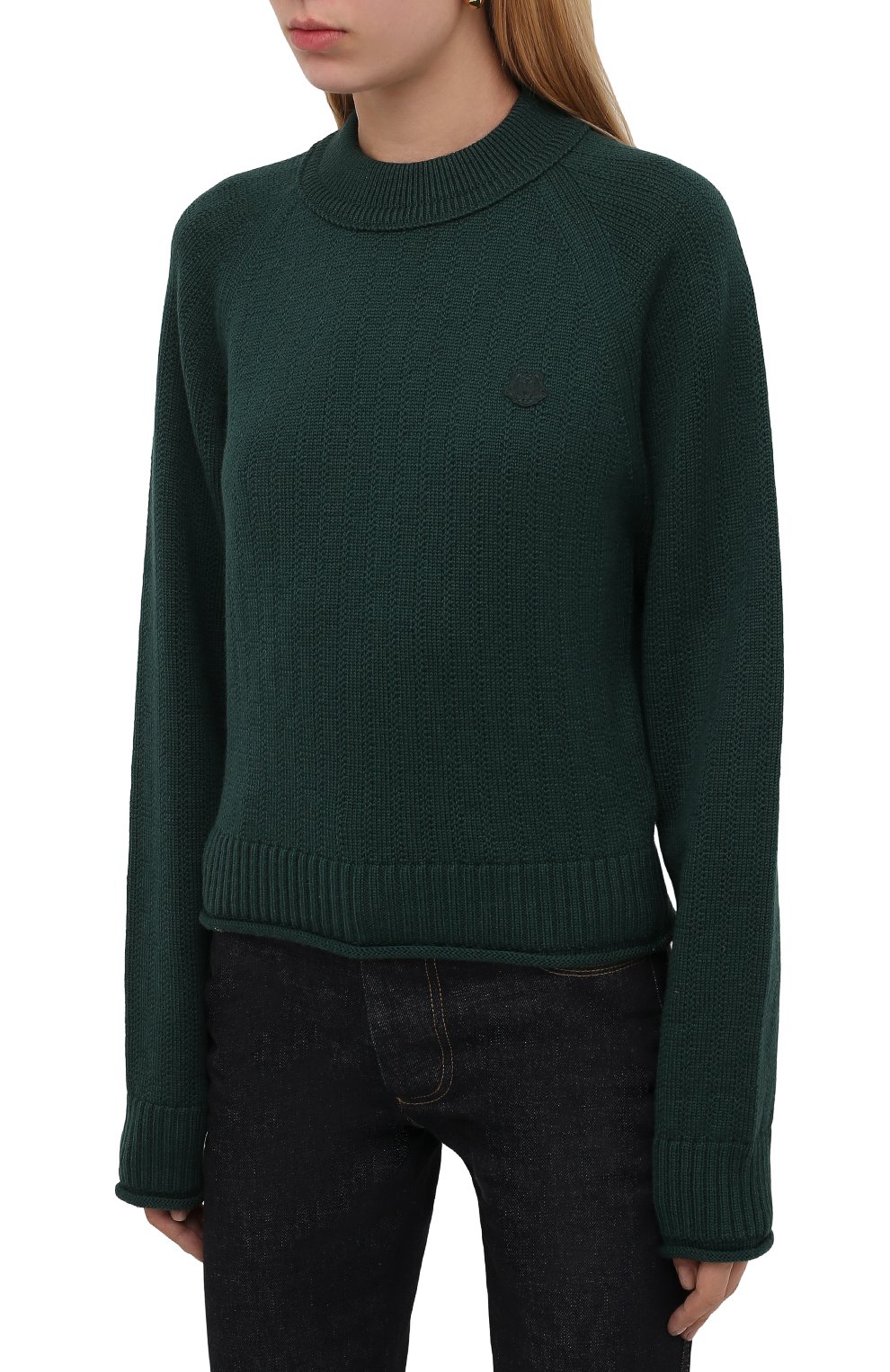 Шерстяной пуловер KENZO зеленого цвета по цене 38500 руб., арт. FB62PU6313TB, фото 3 Шерстяной пуловер KENZO, арт. FB62PU6313TB, фото 3