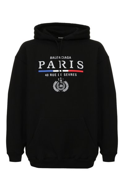 Хлопковое худи BALENCIAGA черного цвета по цене 51500 руб., арт. 570811/TGV68, фото 1 Хлопковое худи BALENCIAGA, арт. 570811/TGV68, фото 1