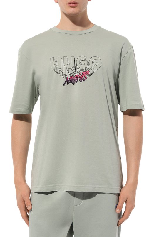 Хлопковая футболка HUGO Blue Зелёный, фото 3