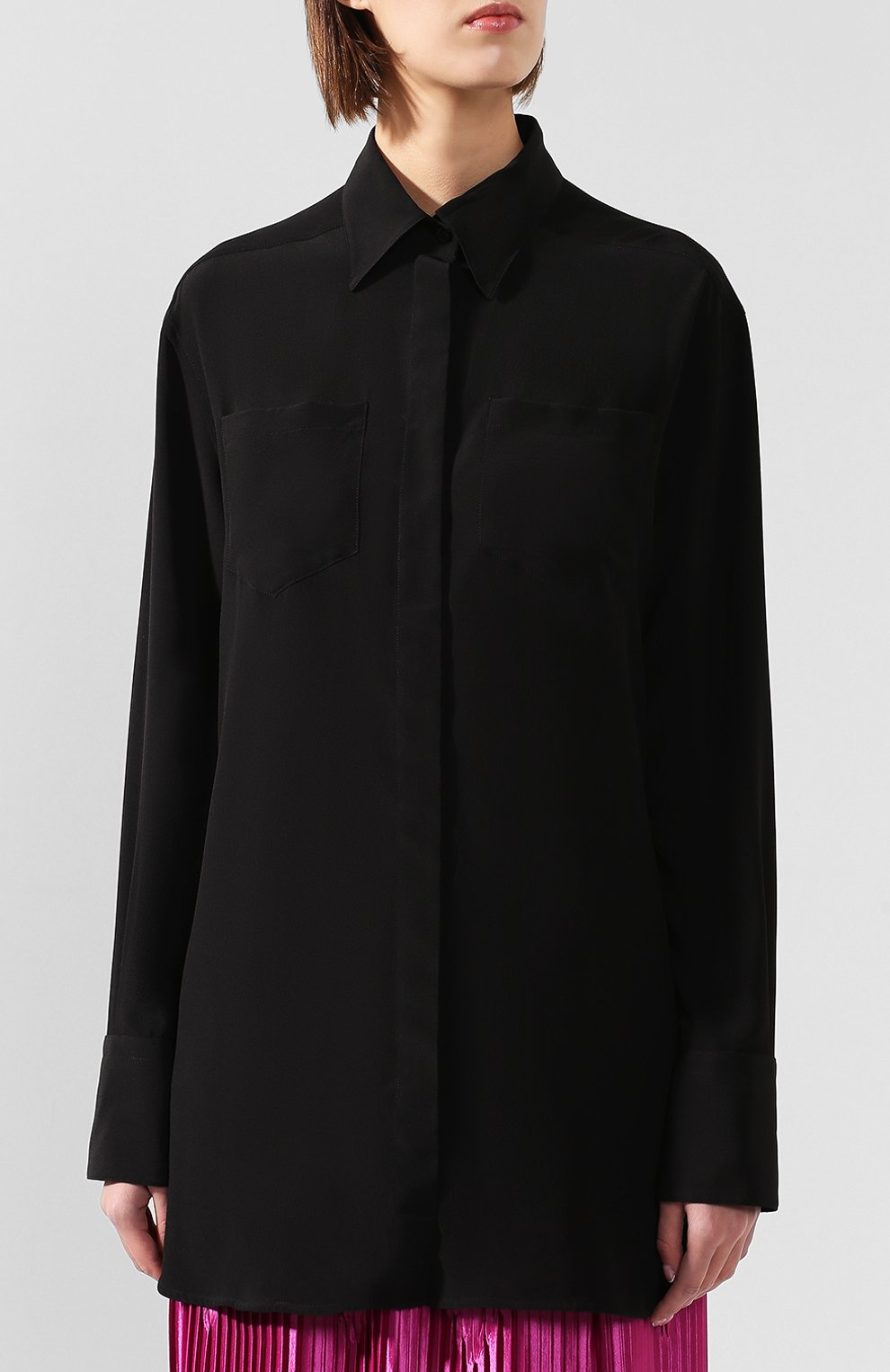 Шелковая рубашка GIVENCHY черного цвета по цене 120500 руб., арт. BW60BE10JX, фото 3 Шелковая рубашка GIVENCHY, арт. BW60BE10JX, фото 3