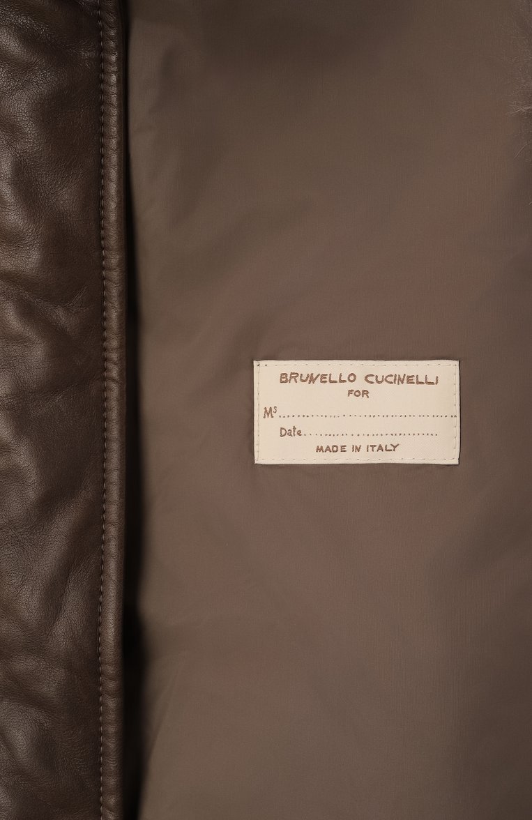 Женский жилет из меха козы BRUNELLO CUCINELLI коричневого цвета, арт. MPMWL7663 | Фото 7 (Материал подклада: Синтетический материал; Драгоценные камни: Проставлено; Материал сплава: Проставлено; Длина (верхняя одежда): Короткие; Кросс-КТ: Куртка; Женское Кросс-КТ: Мех; Стили: Кэжуэл)
