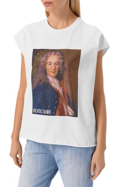 Хлопковая футболка ZADIG AND VOLTAIRE, арт. JWTT01287, фото 3