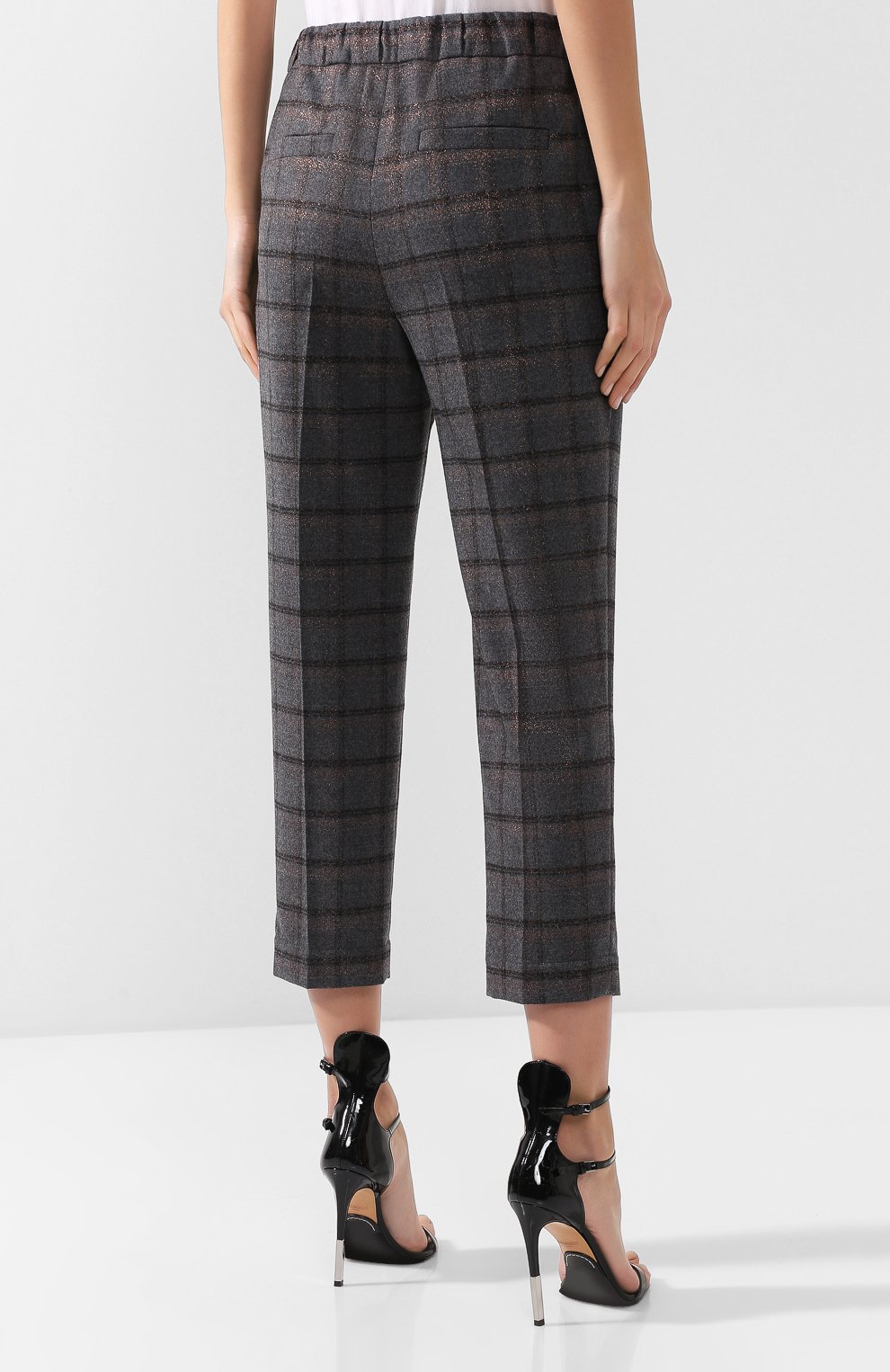 Укороченные шерстяные брюки в клетку BRUNELLO CUCINELLI, арт. MB506P6842, фото 4