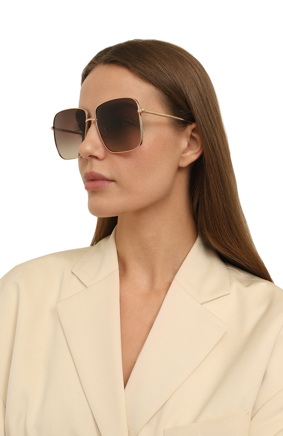 Солнцезащитные очки LINDA FARROW коричневого цвета по цене 99500 руб., арт. LFL1254C3SUN, фото 2 Солнцезащитные очки LINDA FARROW, арт. LFL1254C3SUN, фото 2