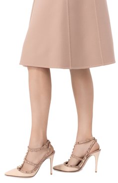 Женские кожаные туфли rockstud 100 VALENTINO кремового цвета, арт. 6W2S0393/VNW | Фото 3 (Материал внутренний: Натуральная кожа; Подошва: Плоская; Материал сплава: Проставлено; Материал внешний: Натуральная кожа; Драгоценные камни: Проставлено; Каблук высота: Высокий; Каблук тип: Шпилька)
