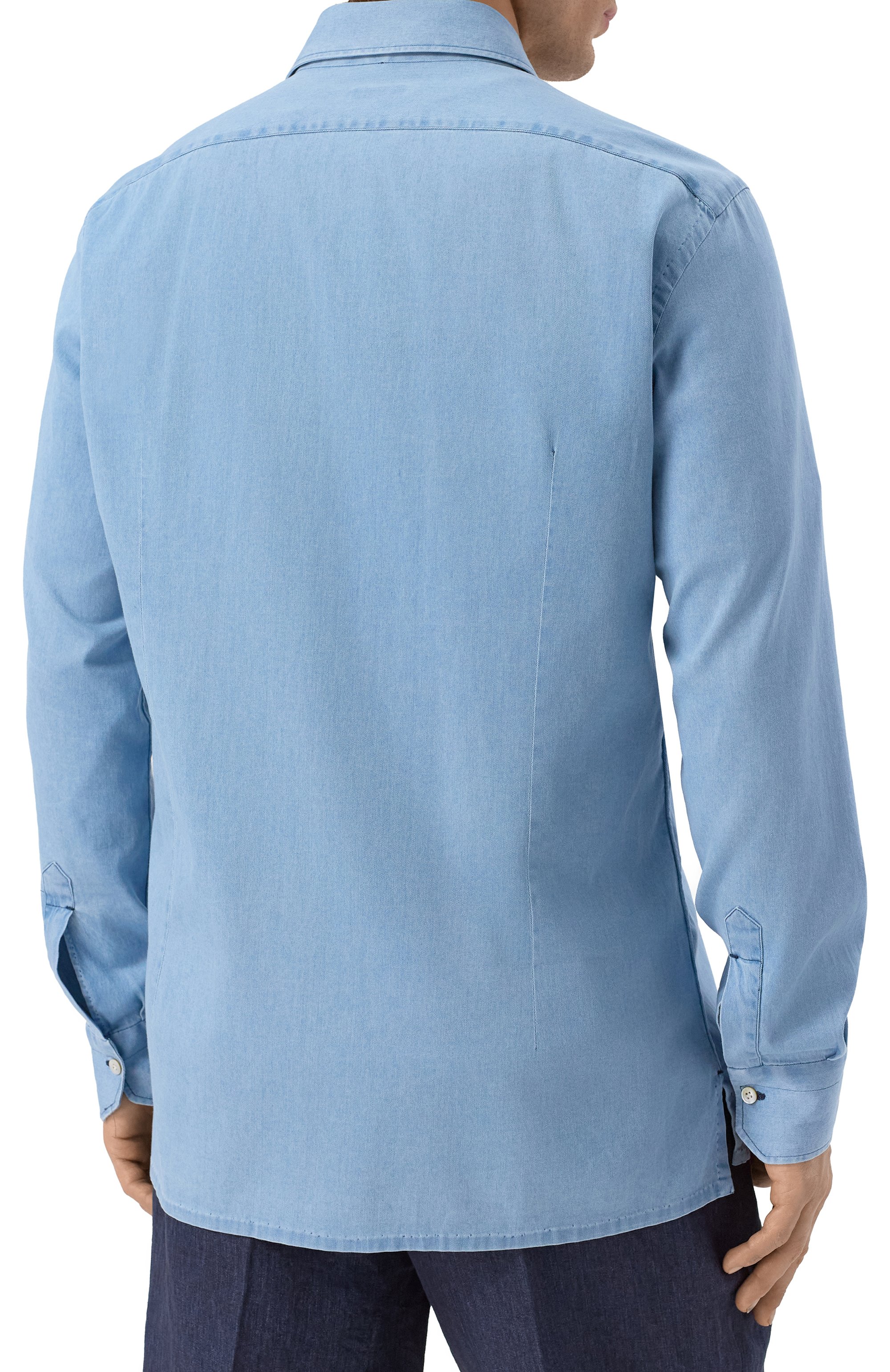 Джинсовая рубашка KITON голубого цвета по цене 69950 руб., арт. UMCNERH0922703, фото 4 Джинсовая рубашка KITON, арт. UMCNERH0922703, фото 4