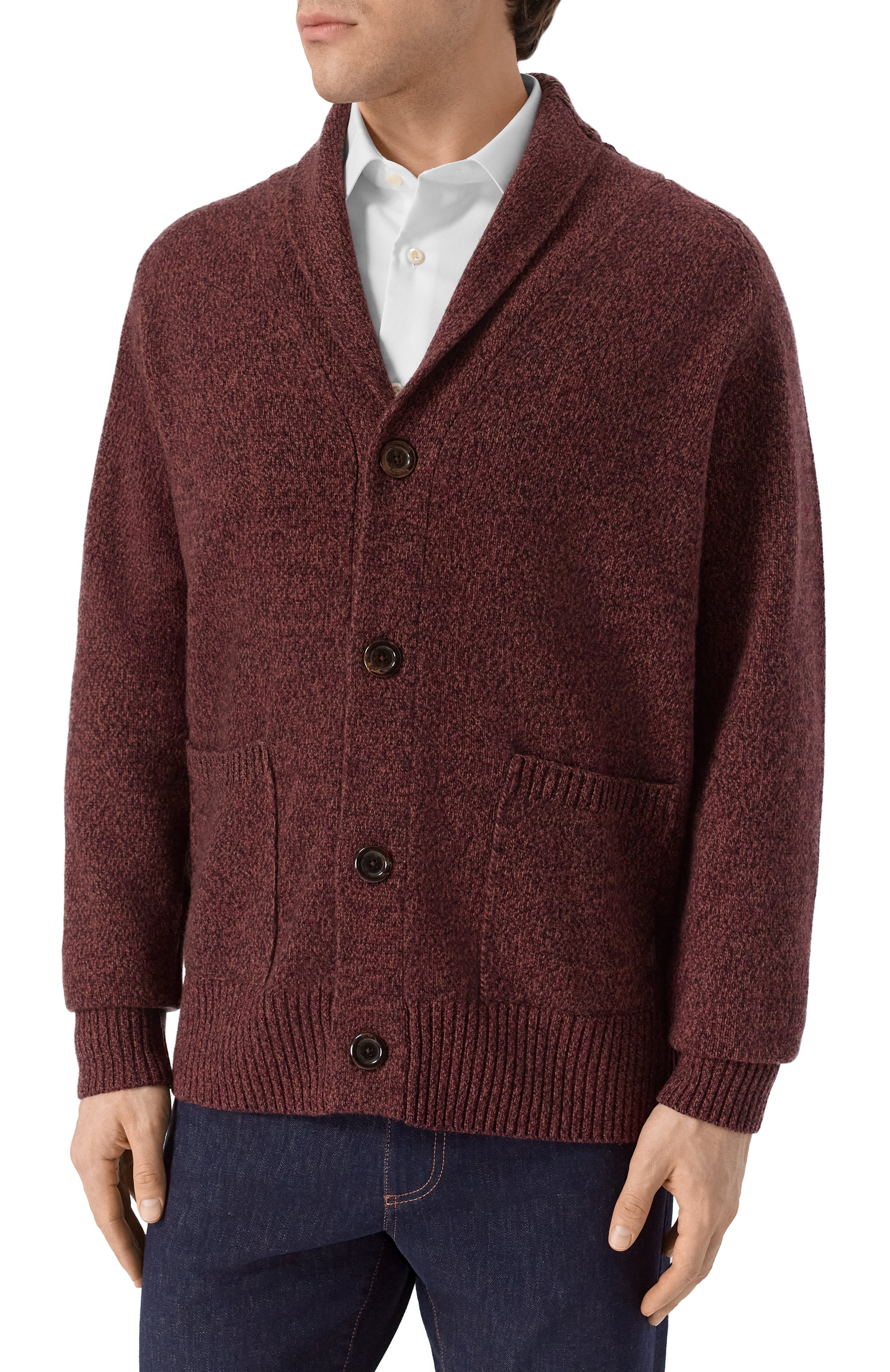 Шерстяной кардиган ANDREA CAMPAGNA темно-коричневого цвета по цене 69300 руб., арт. M5625-6452T, фото 3 Шерстяной кардиган ANDREA CAMPAGNA, арт. M5625-6452T, фото 3