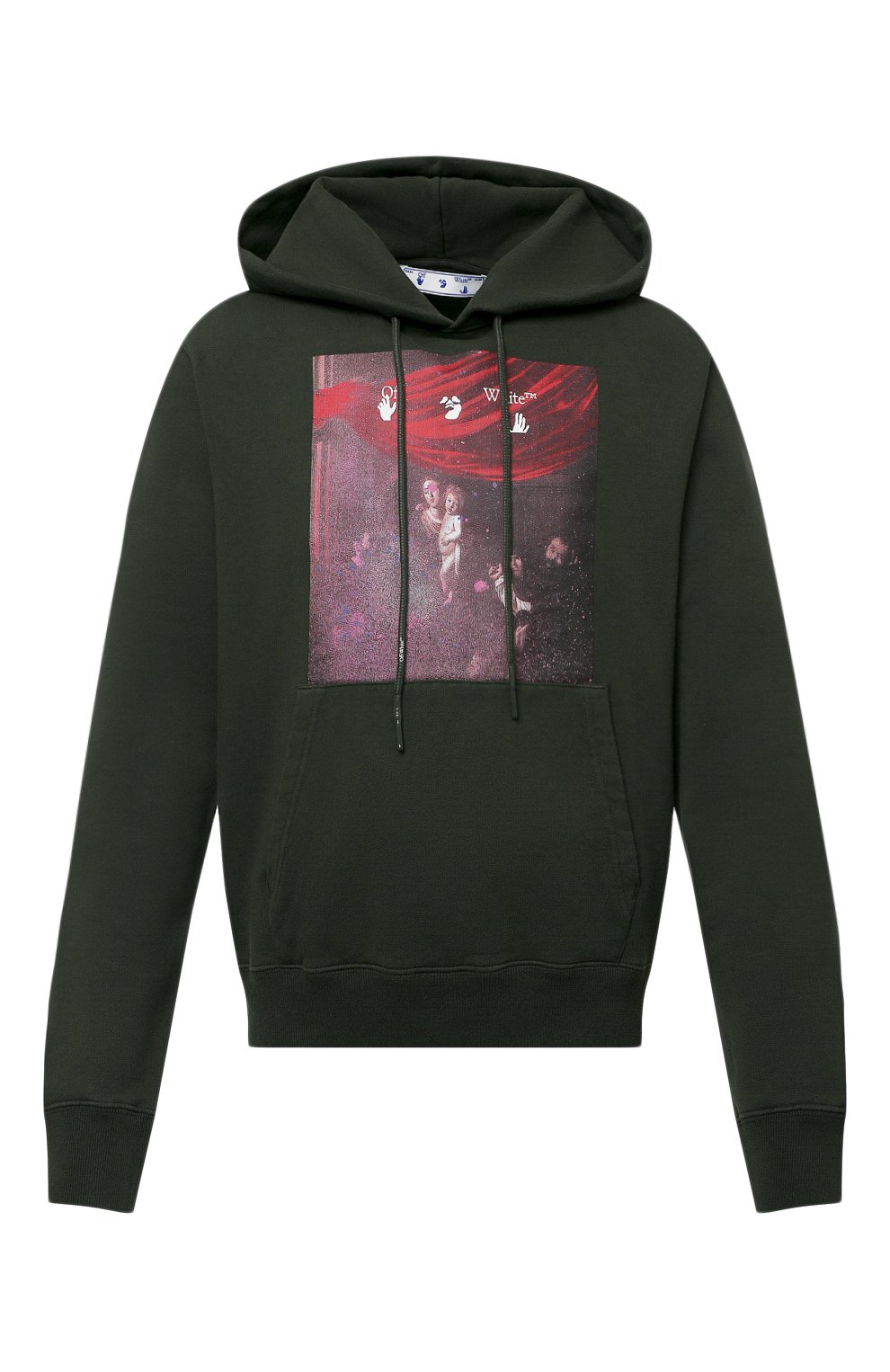 Хлопковое худи OFF-WHITE хаки цвета по цене 55700 руб., арт. 0MBB034S21FLE007, фото 1 Хлопковое худи OFF-WHITE, арт. 0MBB034S21FLE007, фото 1