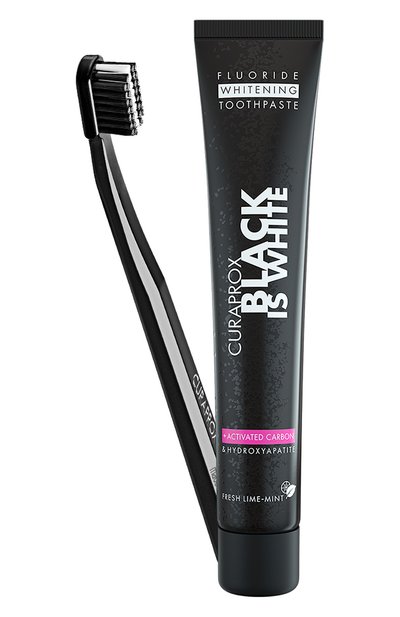 Женское набор black is white: зубная щетка + зубная паста (90ml) CURAPROX, арт. 7612412423686