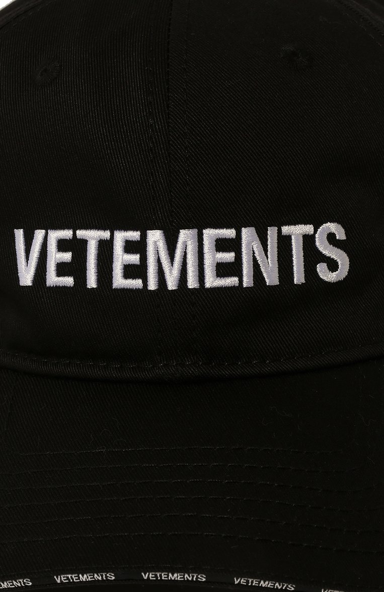 Женская хлопковая бейсболка VETEMENTS черного цвета, арт. UA53CA150B/W | Фото 4 (Материал: Текстиль, Хлопок; Нос: Не проставлено; Материал сплава: Проставлено)