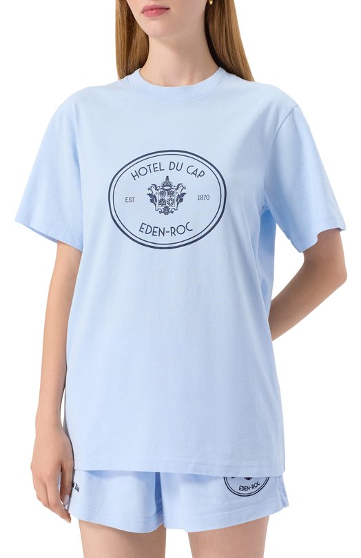 Хлопковая футболка Sporty and Rich T004360666BL90 Голубой  T004360666BL90 Фото 3